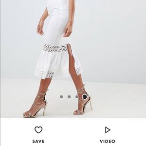 ASOS DESIGN Bandeau Trim Pephem Dress White